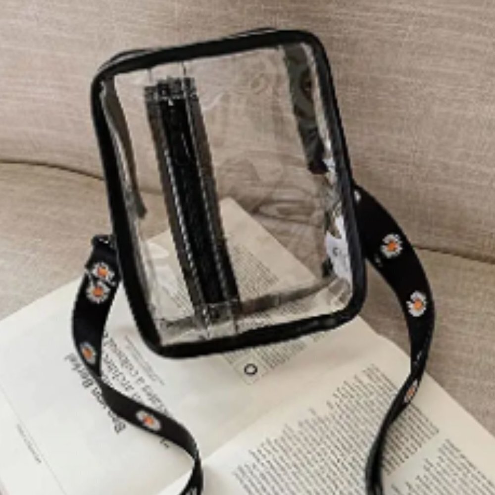 Clear Stadium Approved Adjustable Transparent Purse with Daisy Strap